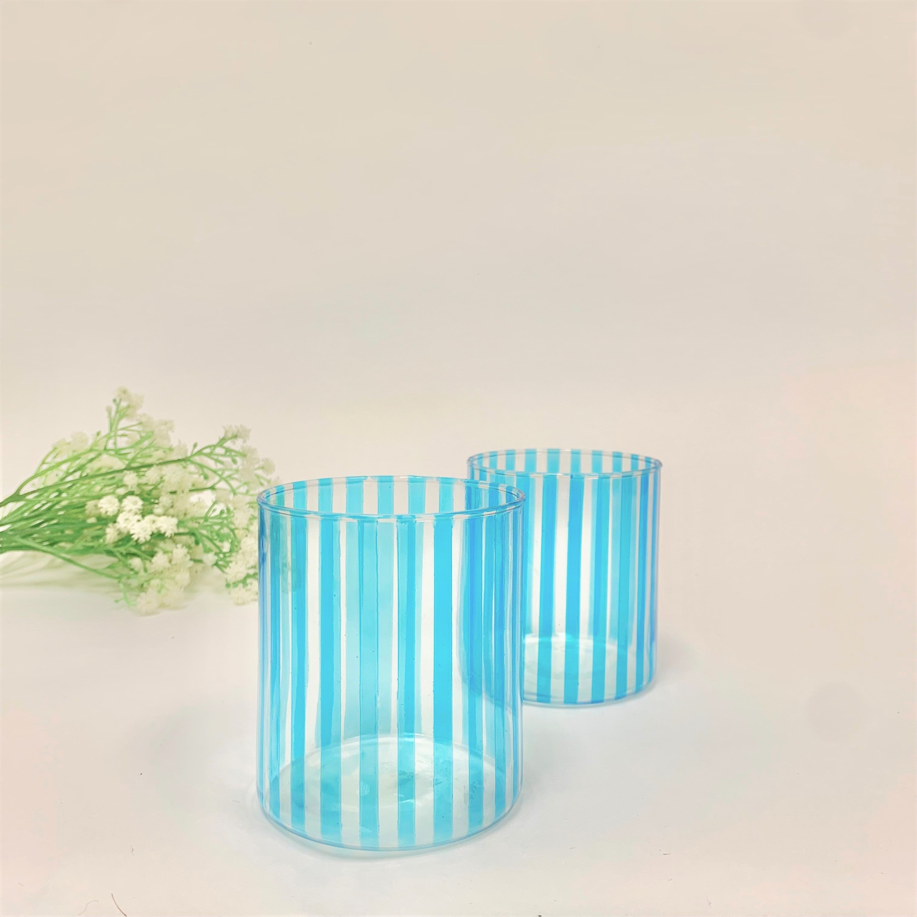 Blue Striped Water Glass (set of 2)