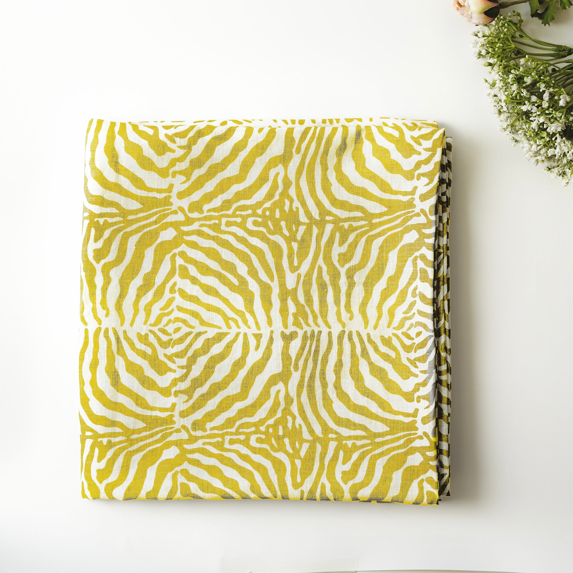 Zebra Yellow Tablecloth - 100% linen