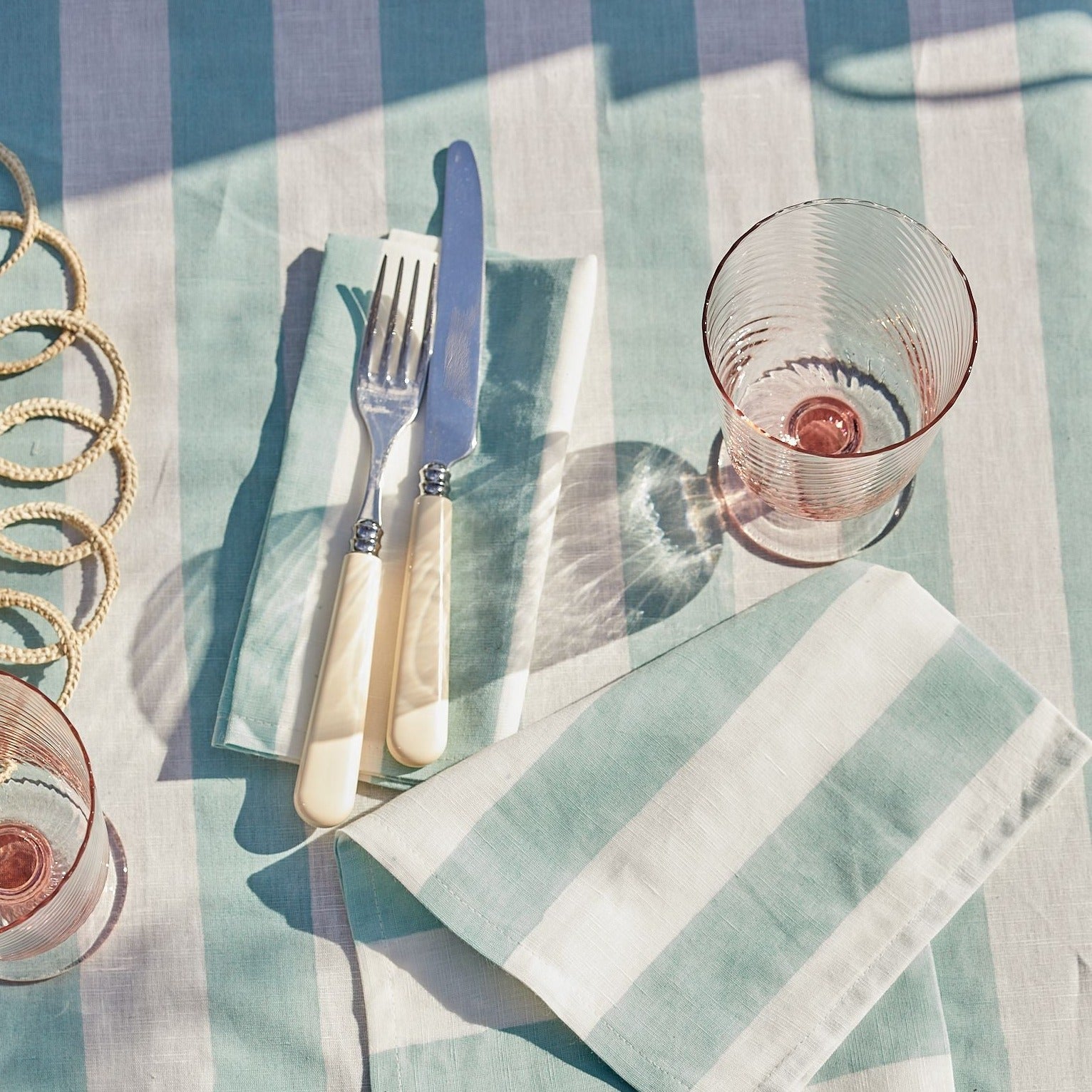 Turquoise Antibes Striped - Tablecloth