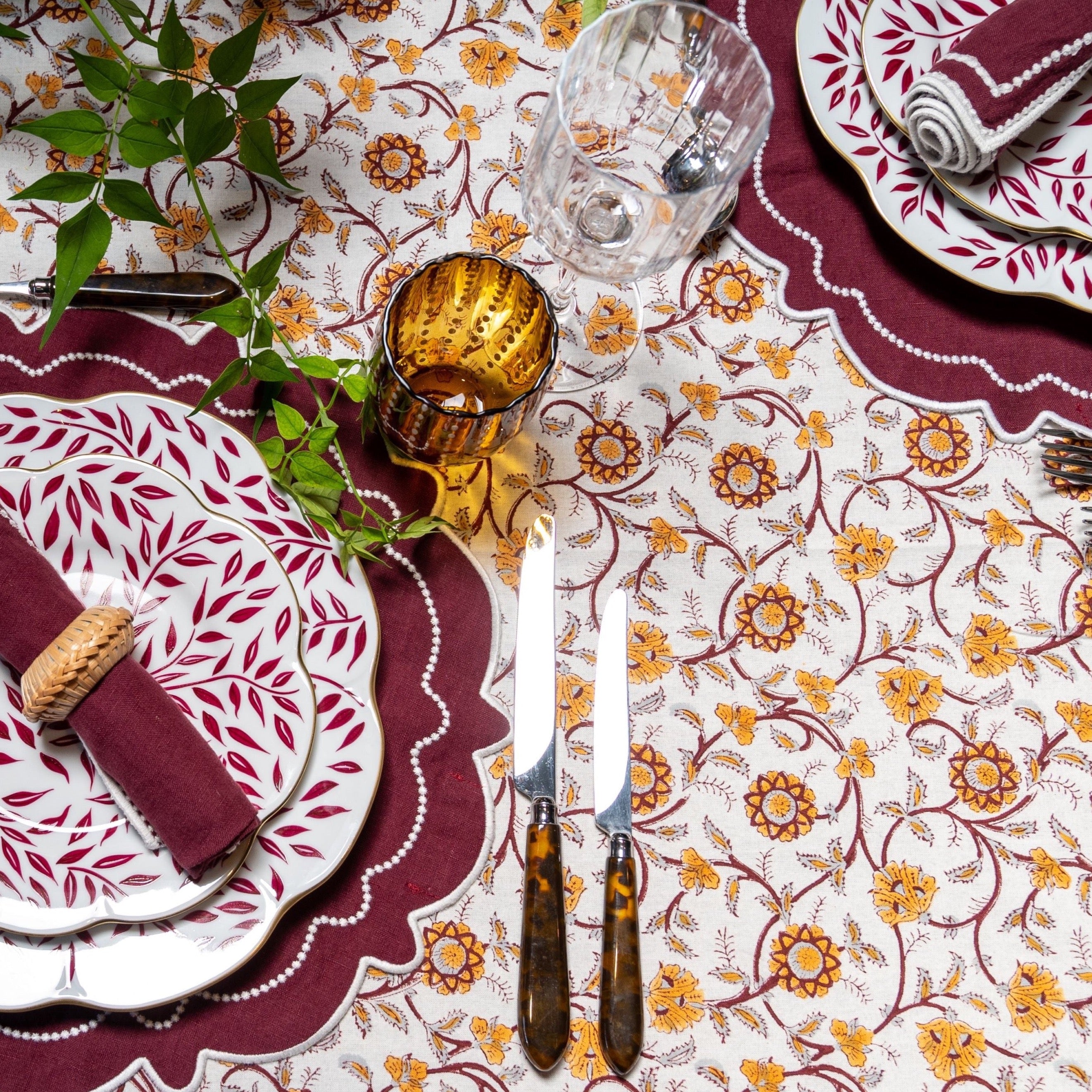 Rent: Burgundy Petals Tablecloth